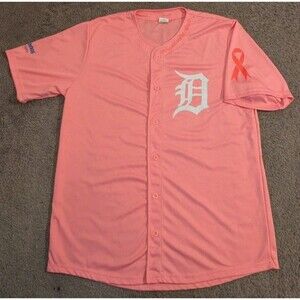 Detroit Tigers Strike Out Breast Cancer Pink Promotional SGA Jersey Men's XL